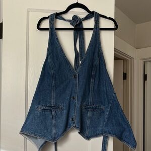 Wild Fable Blue Denim Halter Top Vest 100% Cotton